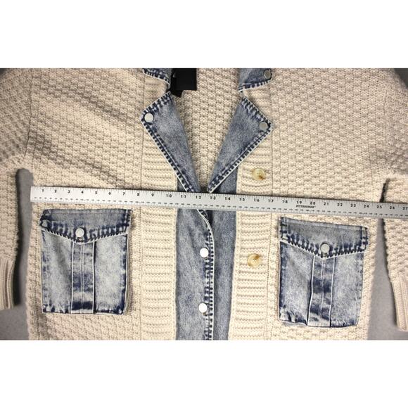 Blank NYC Mixed Media Shacket Womens M Denim Wool Jacket NWT Oversized - Picture 8 of 13
